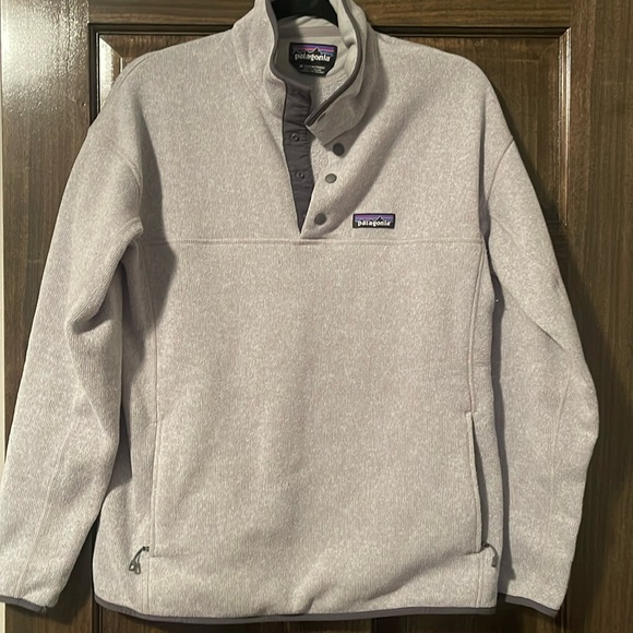 Patagonia Sweaters - Patagonia, pull over, quarter button up sweater. Light grey. Good condition.
